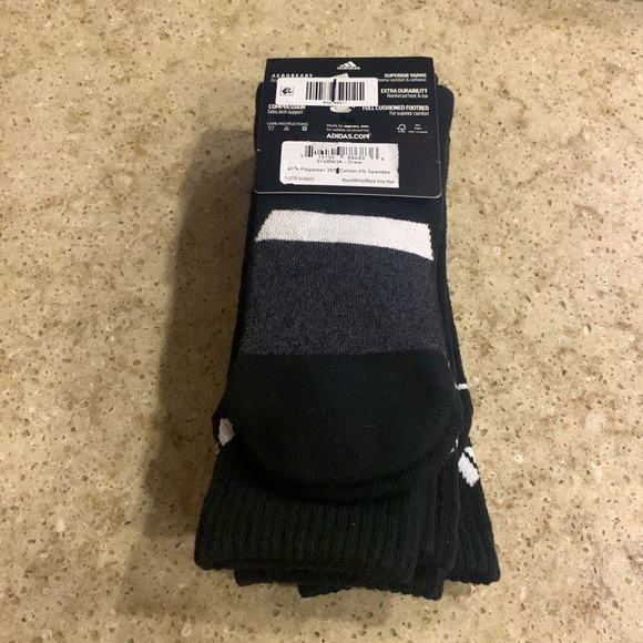 New Adidas Men’s Cushioned Aeroready Compression 3 Pack Crew Socks - Picture 4 of 4